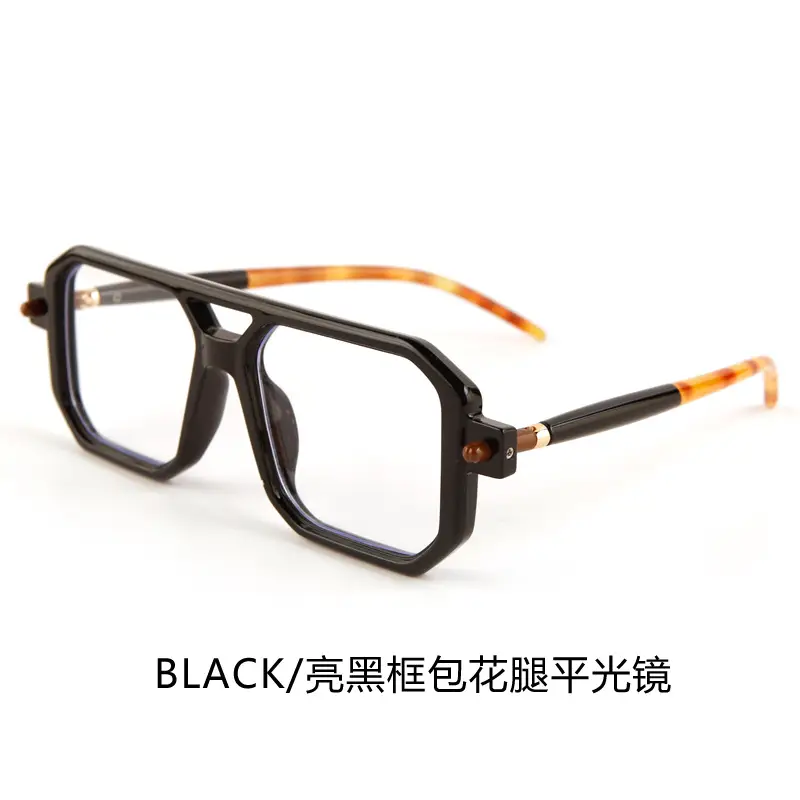 Double-Bridge Sunglasses Black Orange UV Protection - Image 8