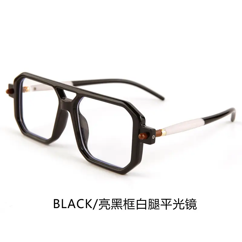 Double-Bridge Sunglasses Black Orange UV Protection - Image 9