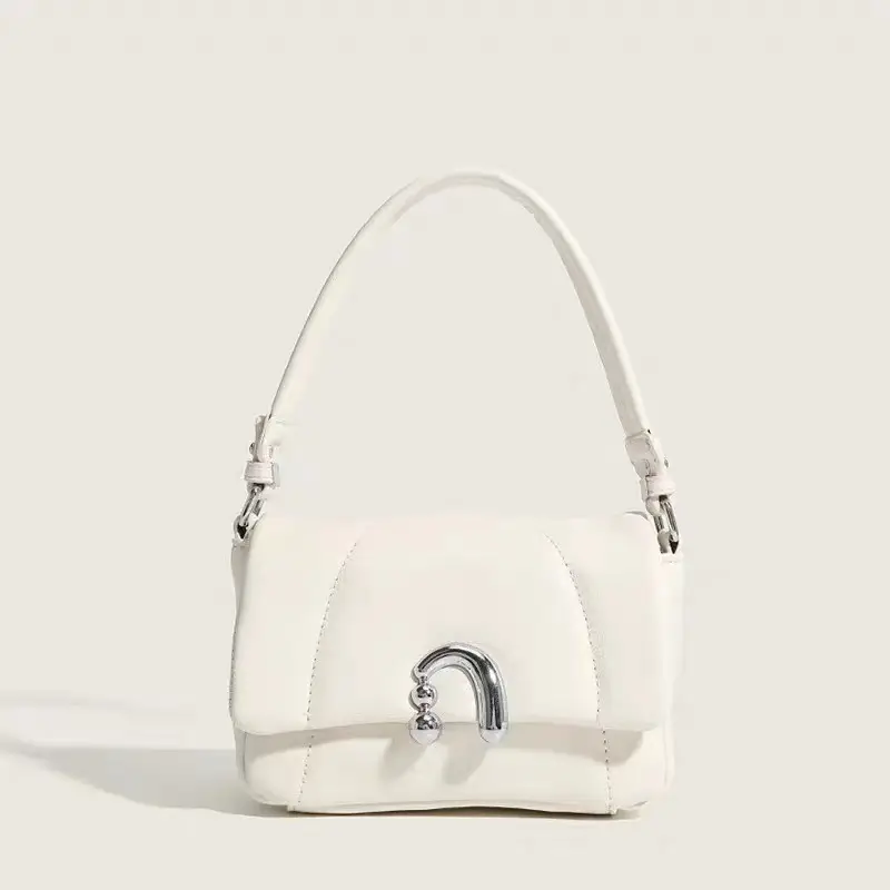 Women's White Square Shoulder Bag with D-Logo — feature 23