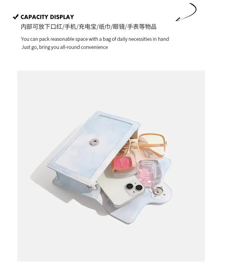 White Gradient Square Shoulder Bag for Women — feature 12