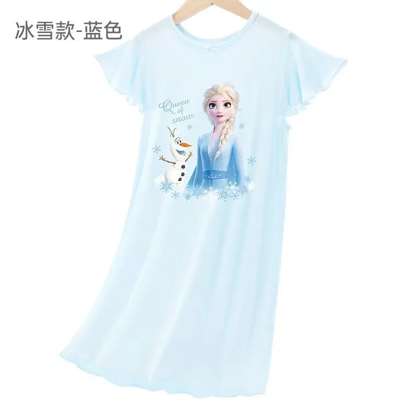 Girls' Elsa Princess Cartoon Dress 2026 New Frozen Nightgown Children's Home Clothes Pajama Dress — feature 11