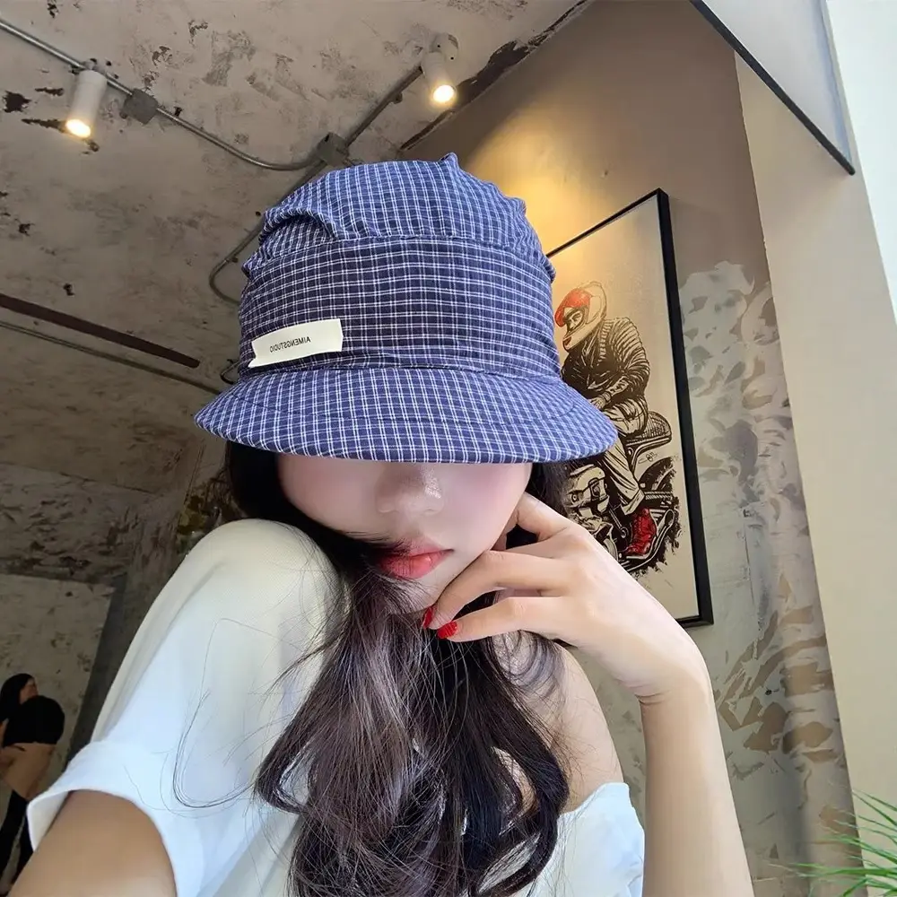 Women Plaid Turban Hat Sun Protection Summer Wear - Image 7