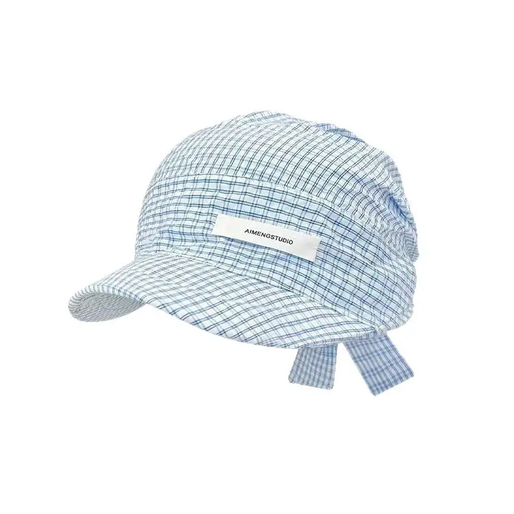 Women Plaid Turban Hat Sun Protection Summer Wear - Image 8