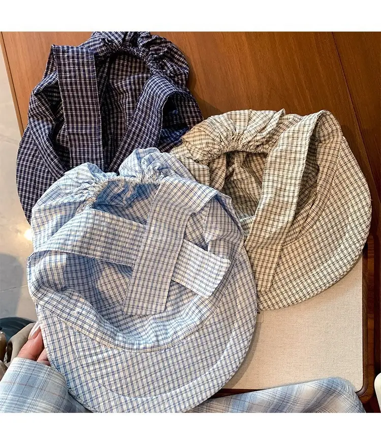 Women Plaid Turban Hat Sun Protection Summer Wear — feature 9
