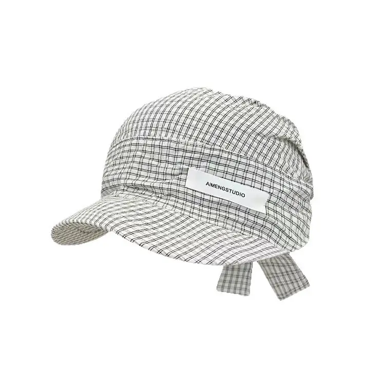 Women Plaid Turban Hat Sun Protection Summer Wear - Image 3