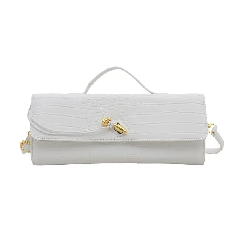 Black Diagonal Lock Shoulder Bag for Women - Image 9