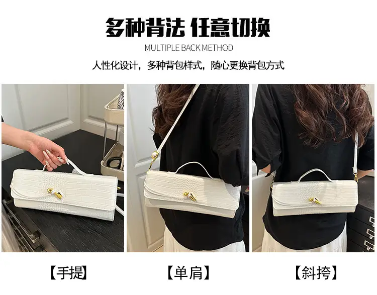 Black Diagonal Lock Shoulder Bag for Women — feature 12