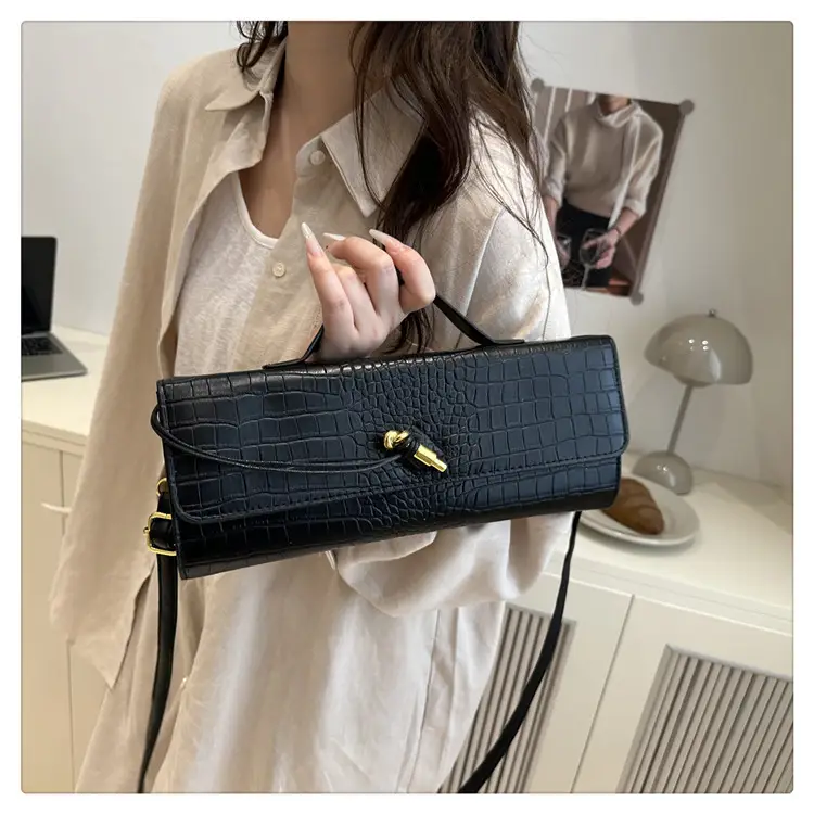 Black Diagonal Lock Shoulder Bag for Women — feature 22