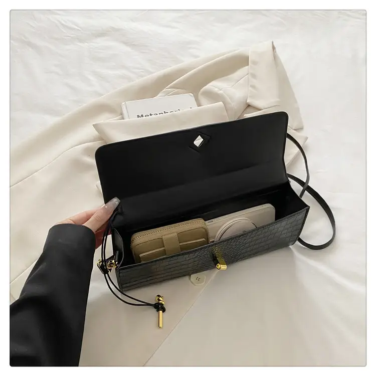 Black Diagonal Lock Shoulder Bag for Women — feature 38
