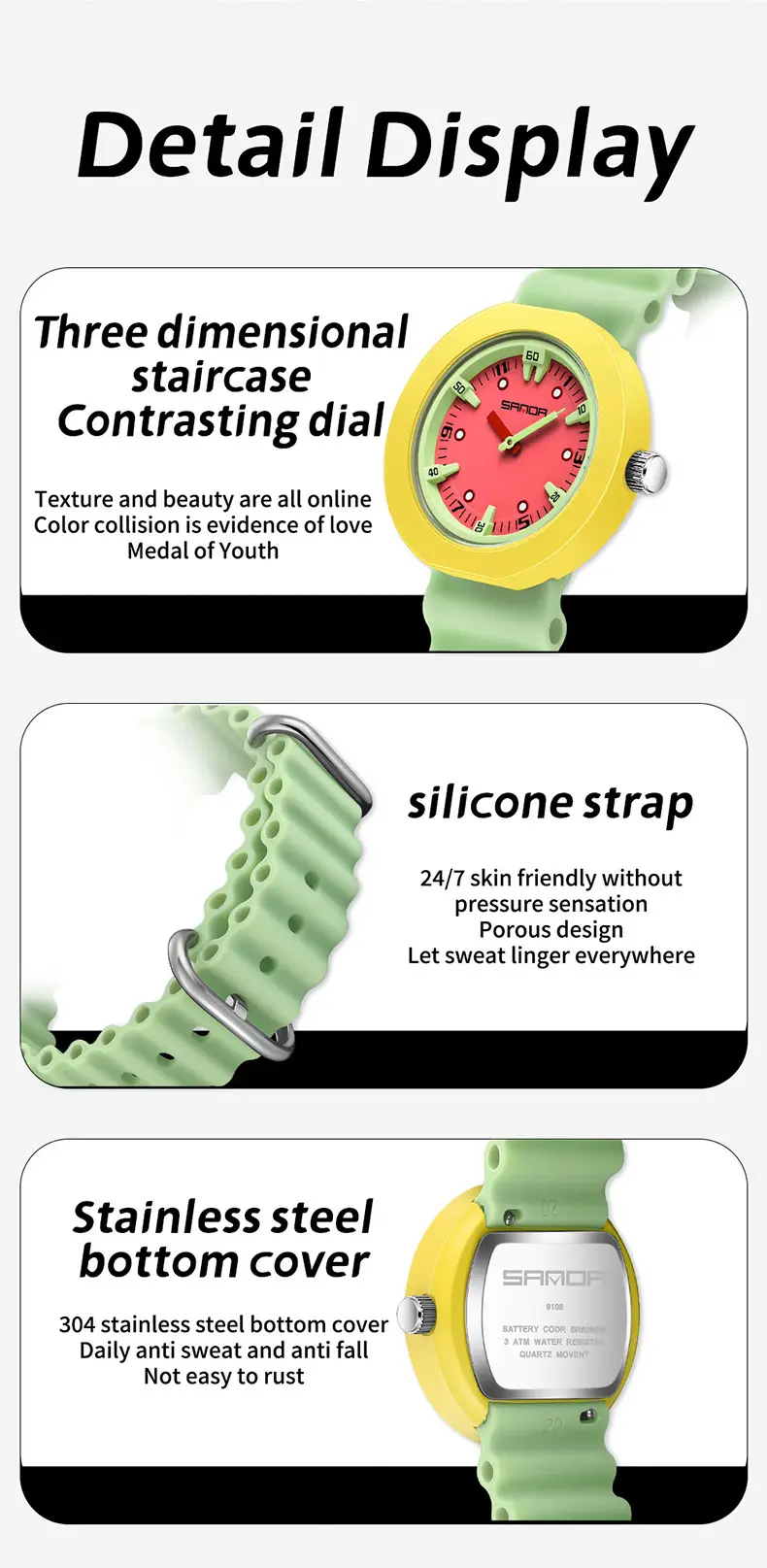 Sanda Multi-Color Waterproof Student Watch for Kids — feature 39