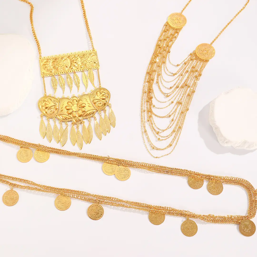 Desert Stars. Cross-Border Retro Gold Metal Multi-Layer Necklace Bracelet Set Ethnic Style Heavy Industry Celebration Jewelry — feature 14