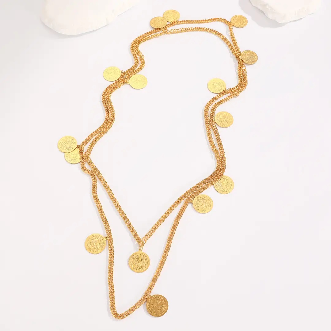 Desert Stars. Cross-Border Retro Gold Metal Multi-Layer Necklace Bracelet Set Ethnic Style Heavy Industry Celebration Jewelry — feature 23