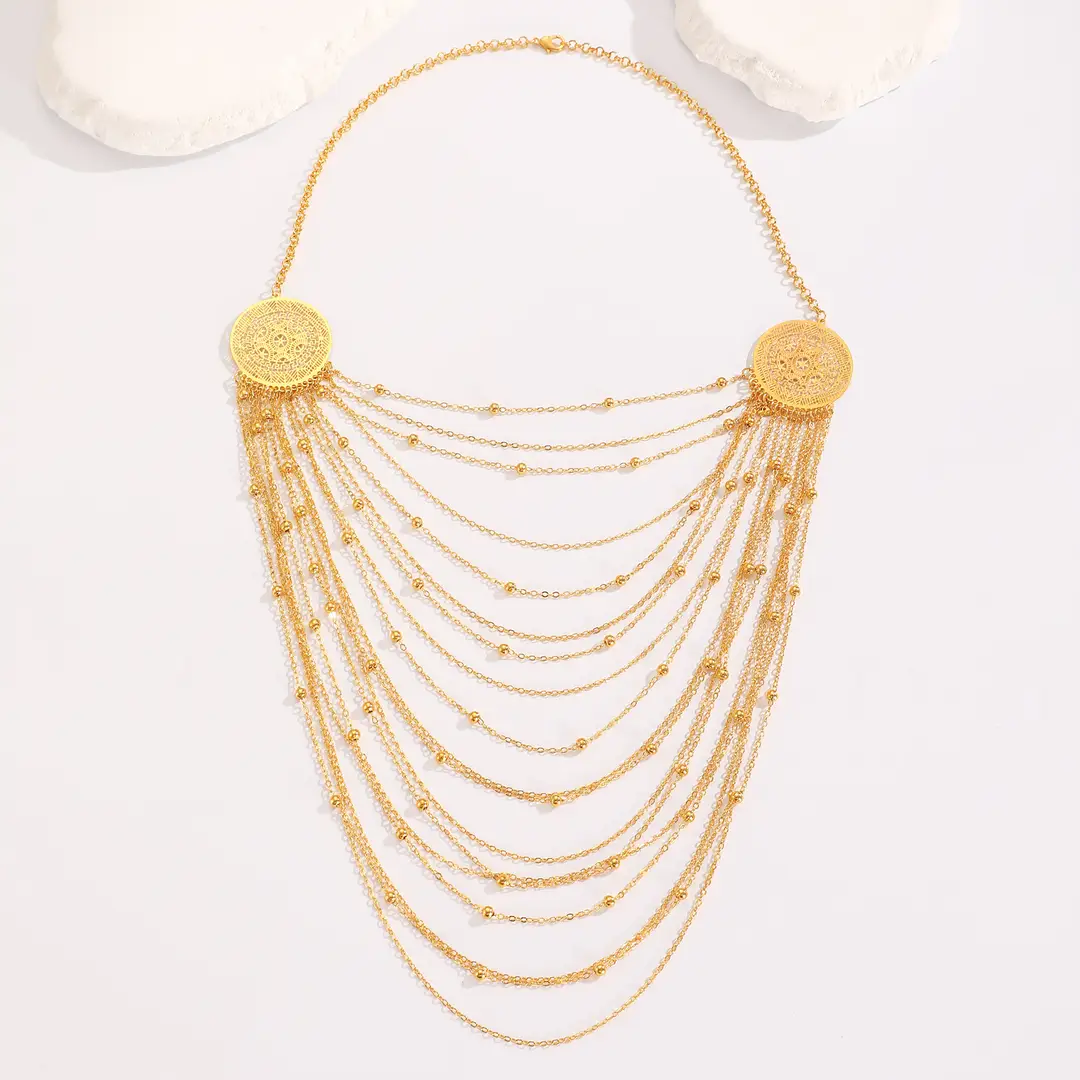 Desert Stars. Cross-Border Retro Gold Metal Multi-Layer Necklace Bracelet Set Ethnic Style Heavy Industry Celebration Jewelry — feature 24