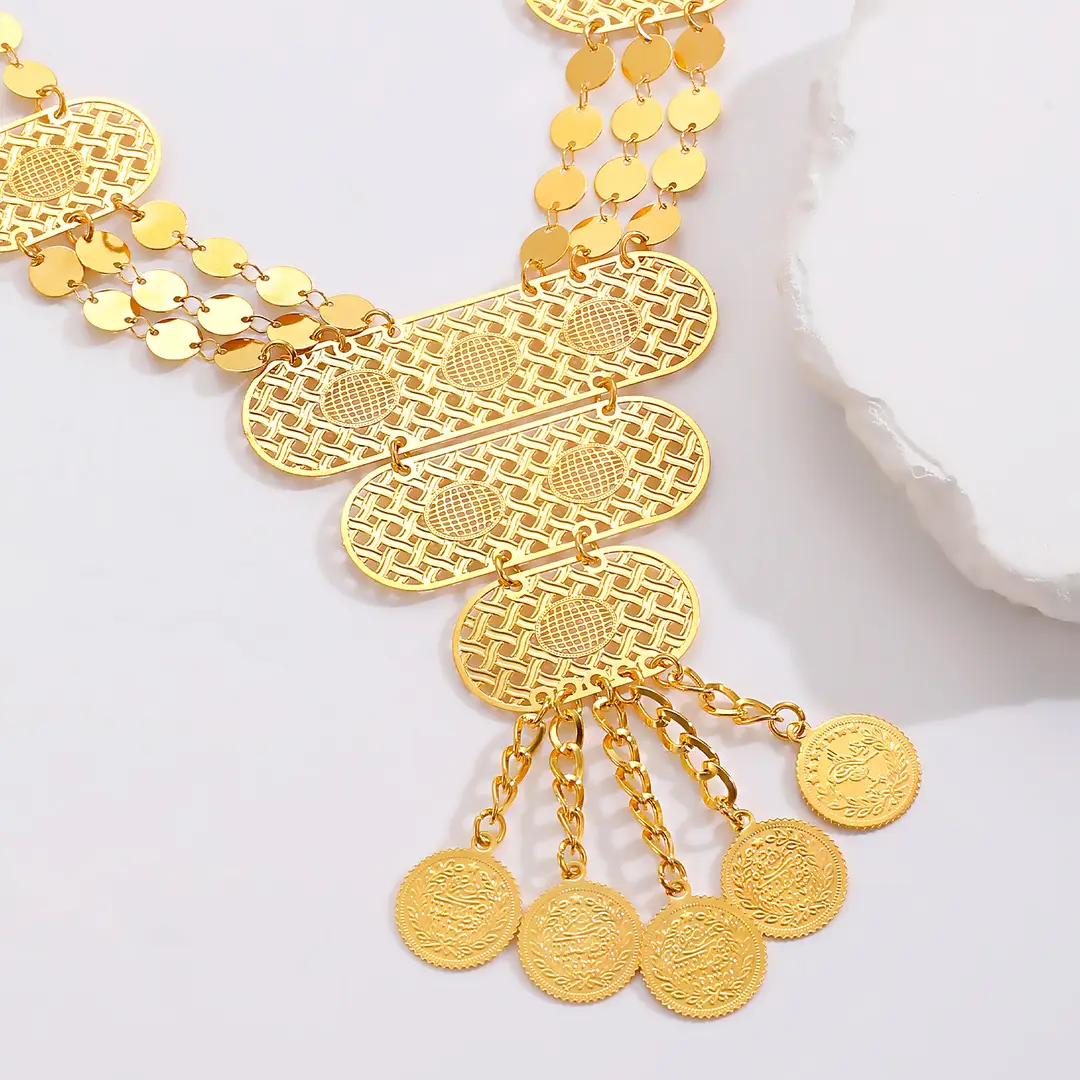 Desert Stars. Cross-Border Retro Gold Metal Multi-Layer Necklace Bracelet Set Ethnic Style Heavy Industry Celebration Jewelry — feature 29