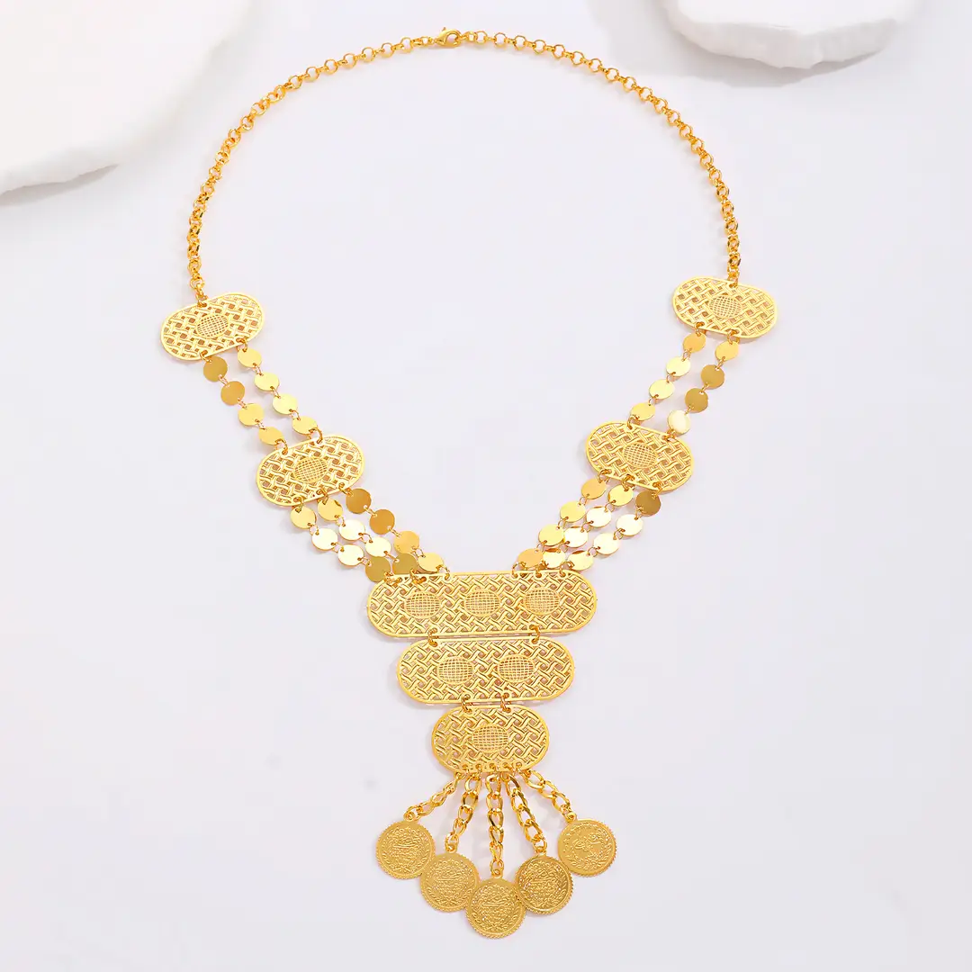 Desert Stars. Cross-Border Retro Gold Metal Multi-Layer Necklace Bracelet Set Ethnic Style Heavy Industry Celebration Jewelry — feature 30