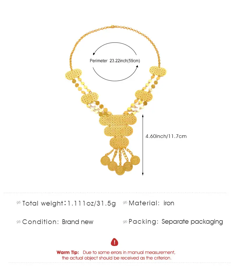 Desert Stars. Cross-Border Retro Gold Metal Multi-Layer Necklace Bracelet Set Ethnic Style Heavy Industry Celebration Jewelry — feature 8