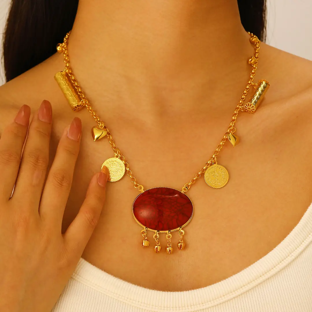 Desert Stars. Cross-Border Retro Gold Metal Multi-Layer Necklace Bracelet Set Ethnic Style Heavy Industry Celebration Jewelry