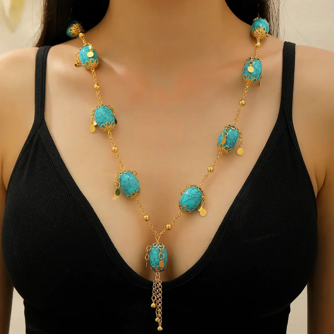 Desert Stars. Cross-Border Retro Gold Metal Multi-Layer Necklace Bracelet Set Ethnic Style Heavy Industry Celebration Jewelry