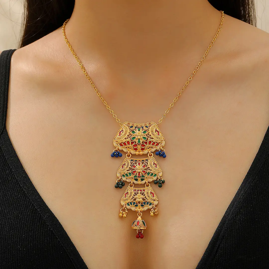 Desert Stars. Cross-Border Retro Gold Metal Multi-Layer Necklace Bracelet Set Ethnic Style Heavy Industry Celebration Jewelry