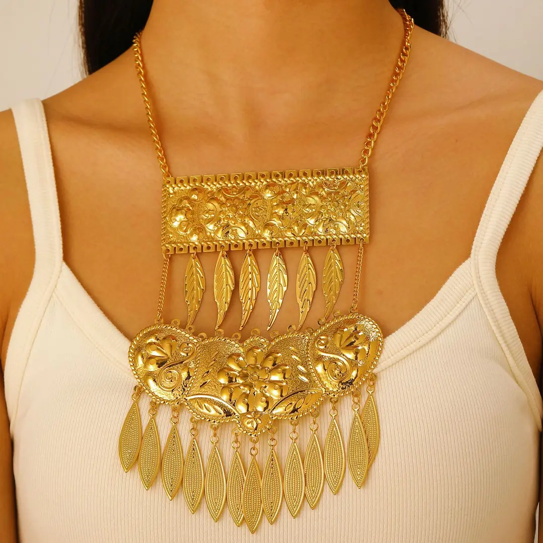 Desert Stars. Cross-Border Retro Gold Metal Multi-Layer Necklace Bracelet Set Ethnic Style Heavy Industry Celebration Jewelry