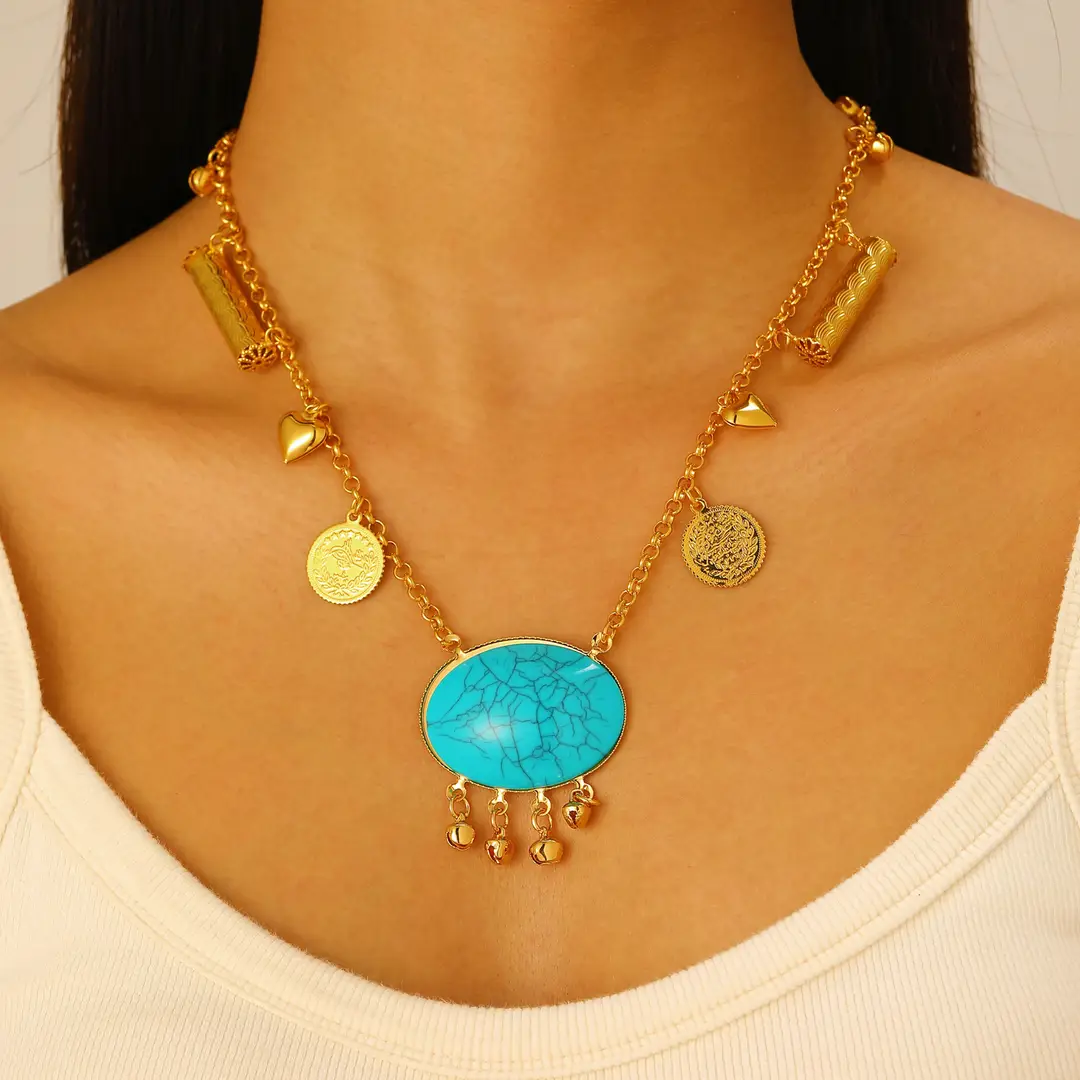 Desert Stars. Cross-Border Retro Gold Metal Multi-Layer Necklace Bracelet Set Ethnic Style Heavy Industry Celebration Jewelry