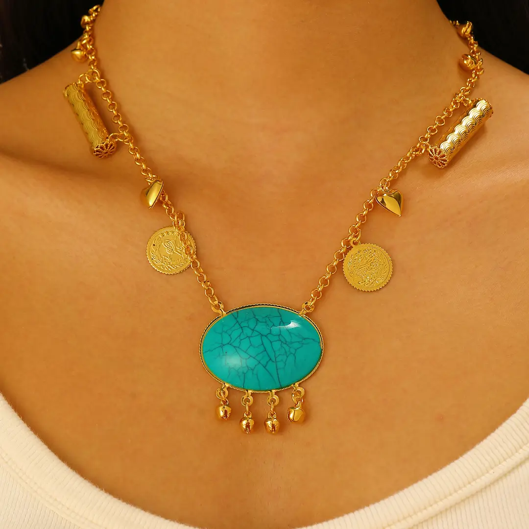 Desert Stars. Cross-Border Retro Gold Metal Multi-Layer Necklace Bracelet Set Ethnic Style Heavy Industry Celebration Jewelry