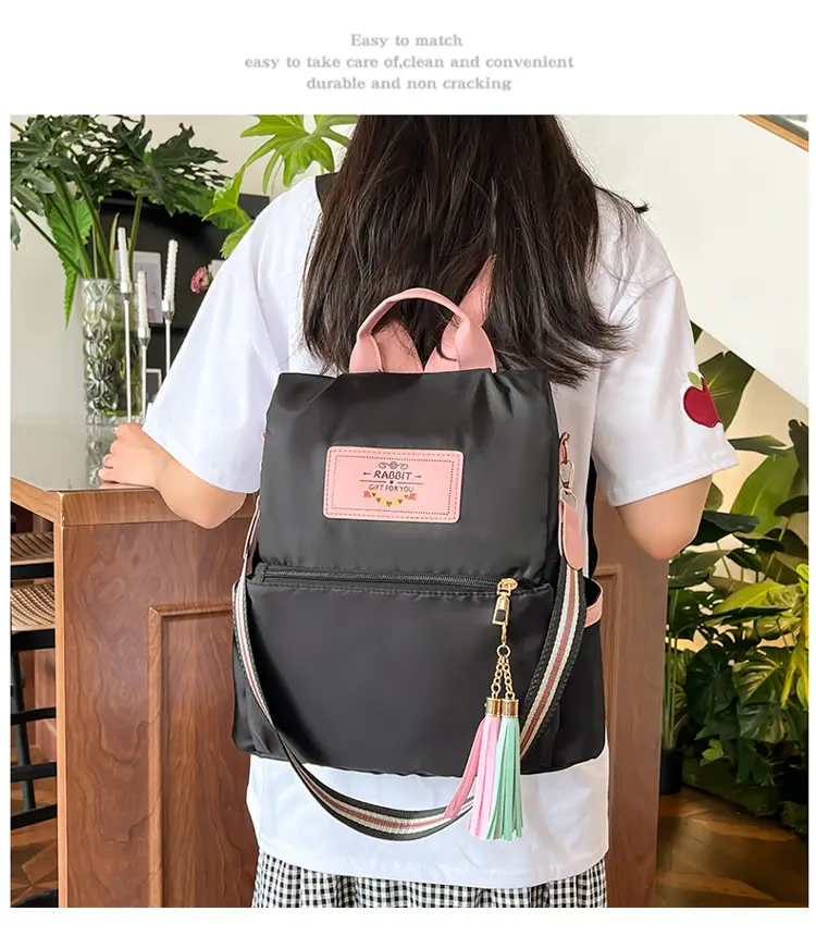 Girls Fashionable Multi-Purpose Shoulder Backpack with Tassel — feature 14
