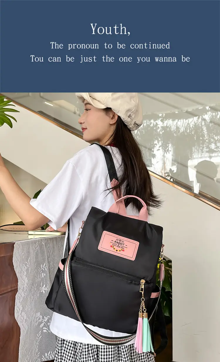 Girls Fashionable Multi-Purpose Shoulder Backpack with Tassel — feature 2