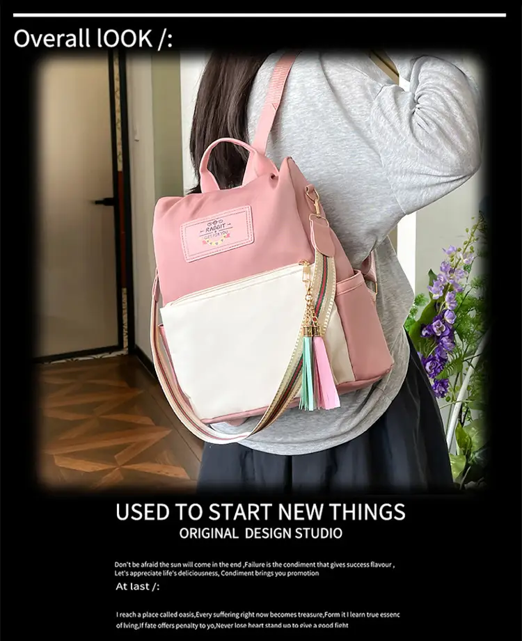 Girls Fashionable Multi-Purpose Shoulder Backpack with Tassel — feature 6