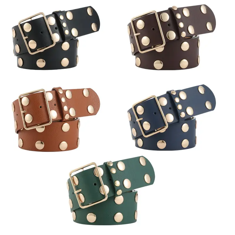 Green Korean Style Women's Belt with Square Buckle - Image 11