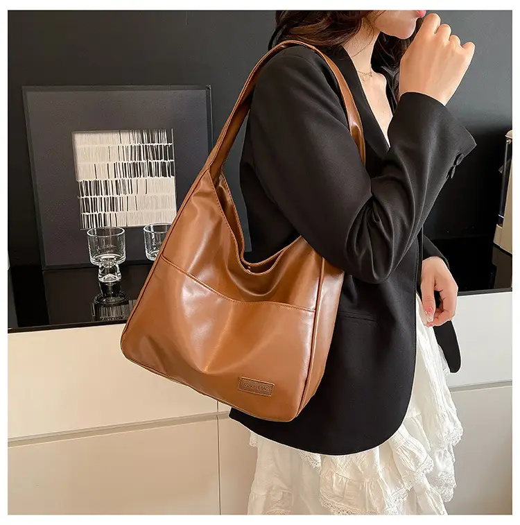 Women Retro Brown PU Shoulder Bag 2025 — feature 14