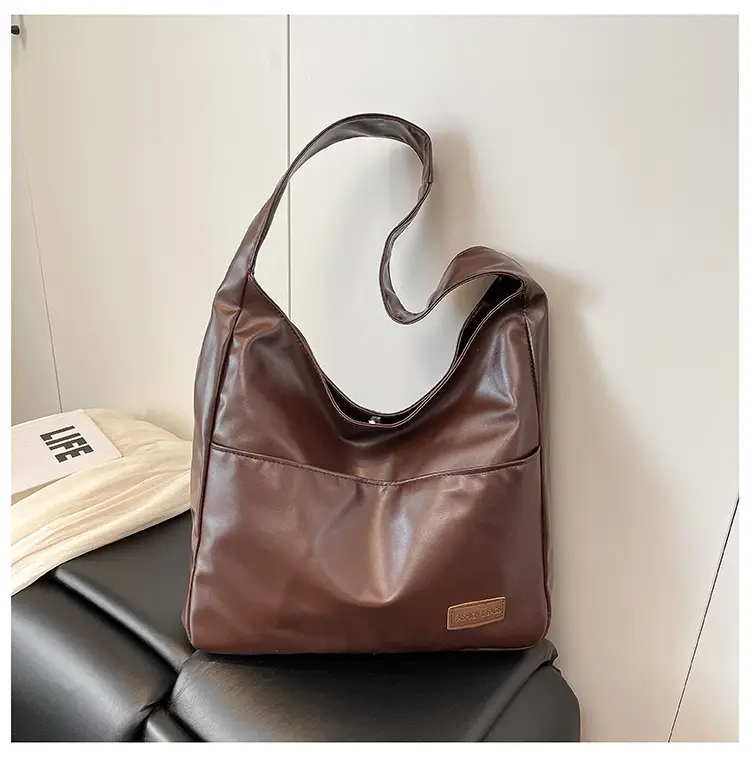 Women Retro Brown PU Shoulder Bag 2025 - Image 2