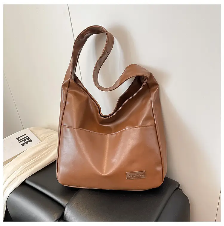 Women Retro Brown PU Shoulder Bag 2025 - Image 5