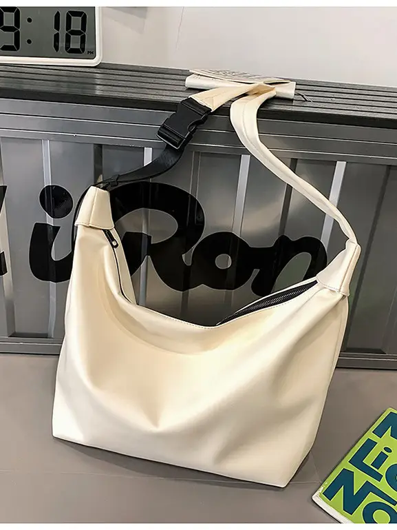 Women Large Capacity Crossbody Tote Bag Cream - Image 4