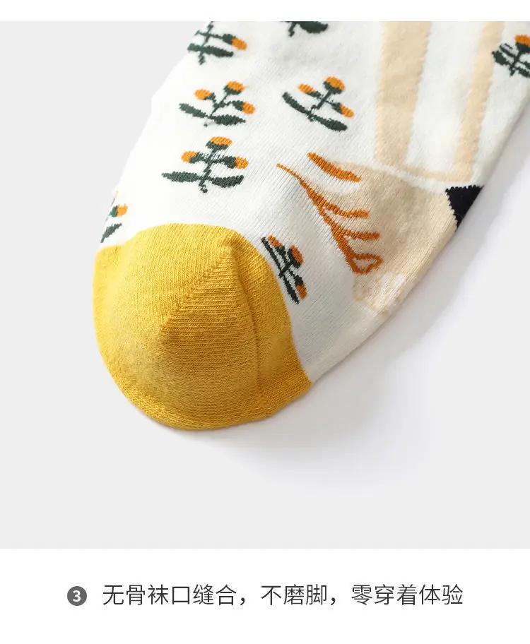 Autumn College Style Trendy Socks, Retro Oil Painting Socks for Women, Creative Colorful Korean Style Personality Mid-Tube Socks for Men, Zhuji Socks — feature 13