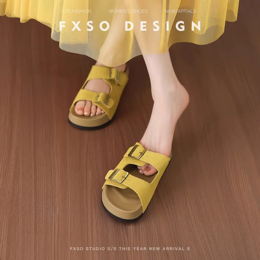 Thick-Soled Birkenstock Slippers for Women's Spring Outer Wear 2025 New Fairy Forest Retro Soft-Soled Comfortable Flats Sandals - Image 5