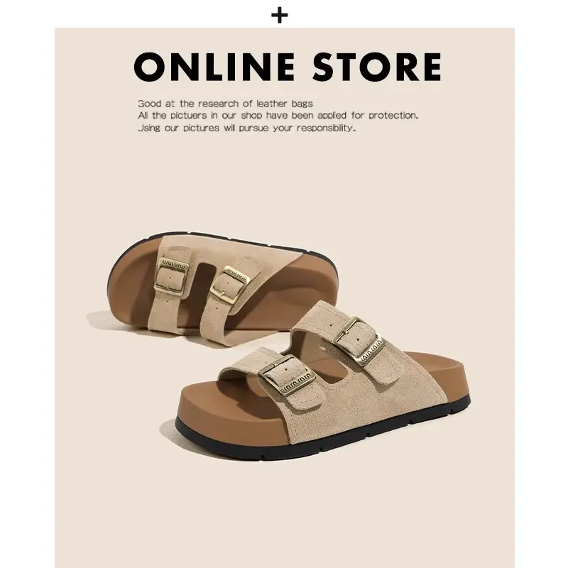 Women's Yellow Buckle Slippers Summer Casual Sandals