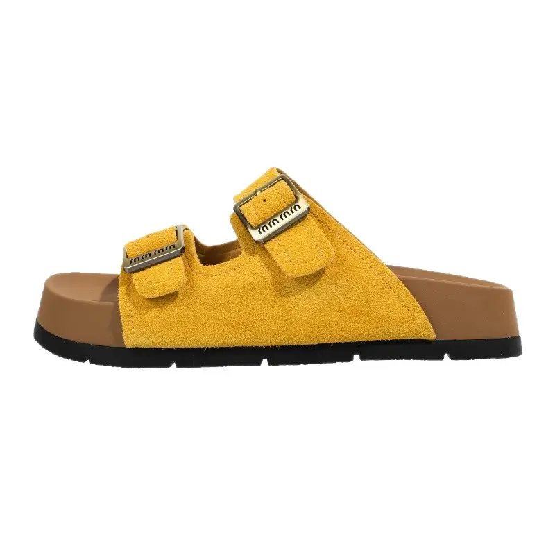 Women's Yellow Buckle Slippers Summer Casual Sandals