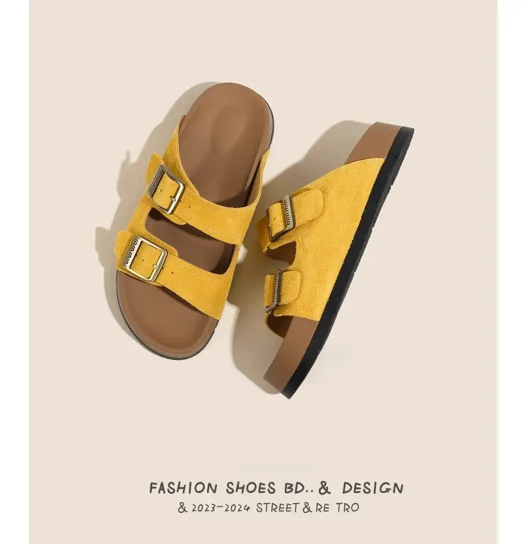 Women's Yellow Buckle Slippers Summer Casual Sandals — feature 16
