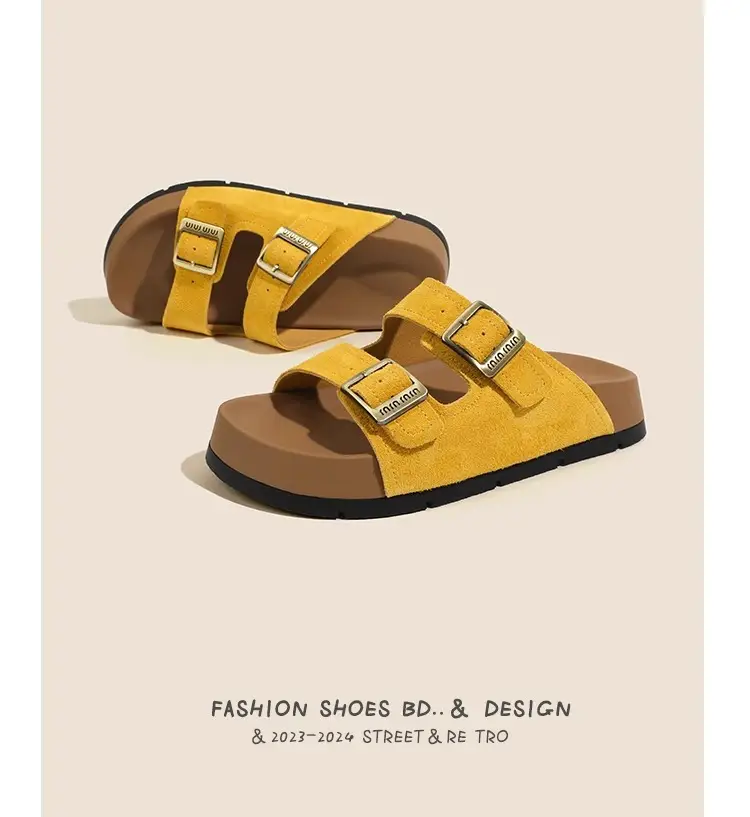 Women's Yellow Buckle Slippers Summer Casual Sandals — feature 17