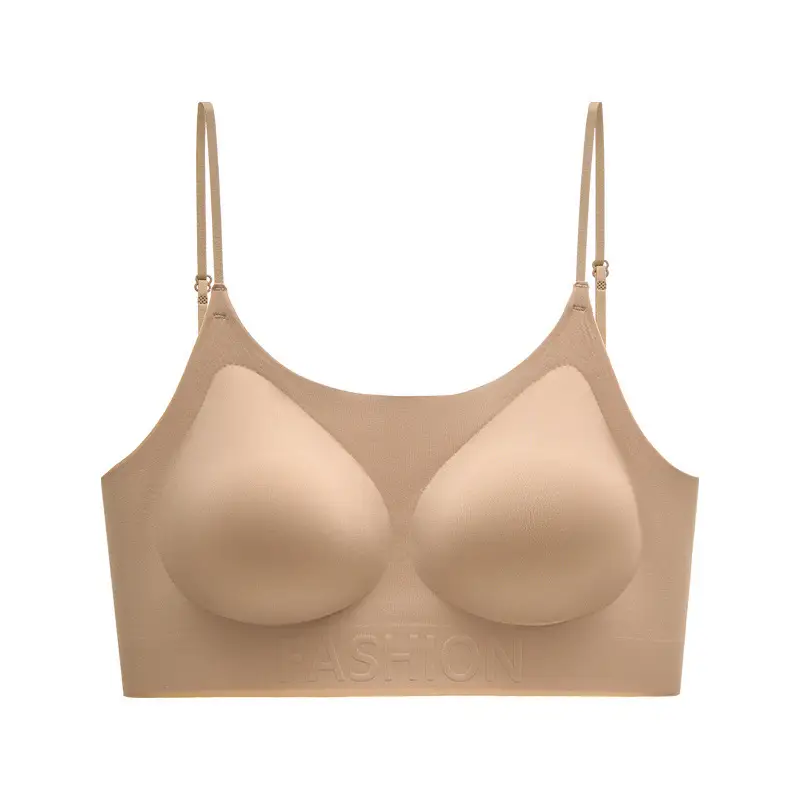 Seamless Foundation Bra with Large U-Shaped Back, Invisible Integrated Nude Skin-Colored Beauty Back Bra