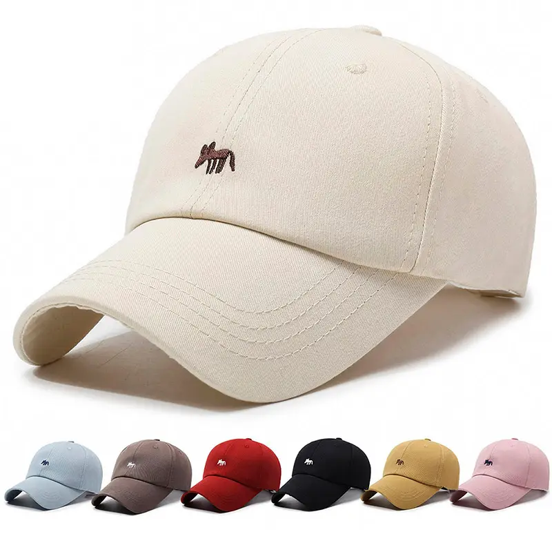 Women's Beige Duckbill Cap with Fox Embroidery - Image 8