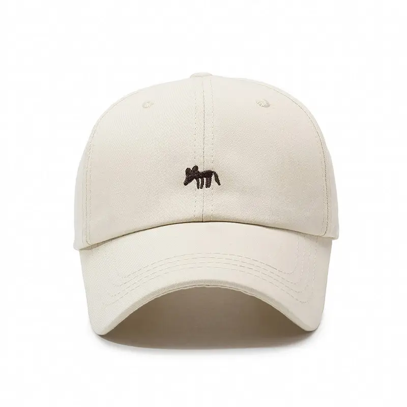 Women's Beige Duckbill Cap with Fox Embroidery - Image 9