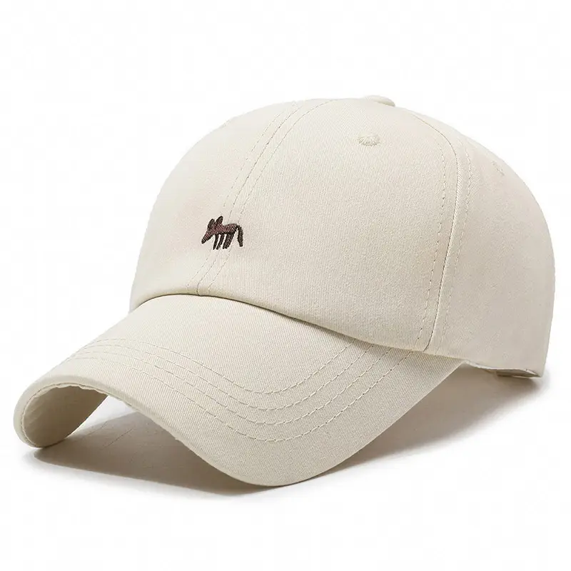 Women's Beige Duckbill Cap with Fox Embroidery - Image 2