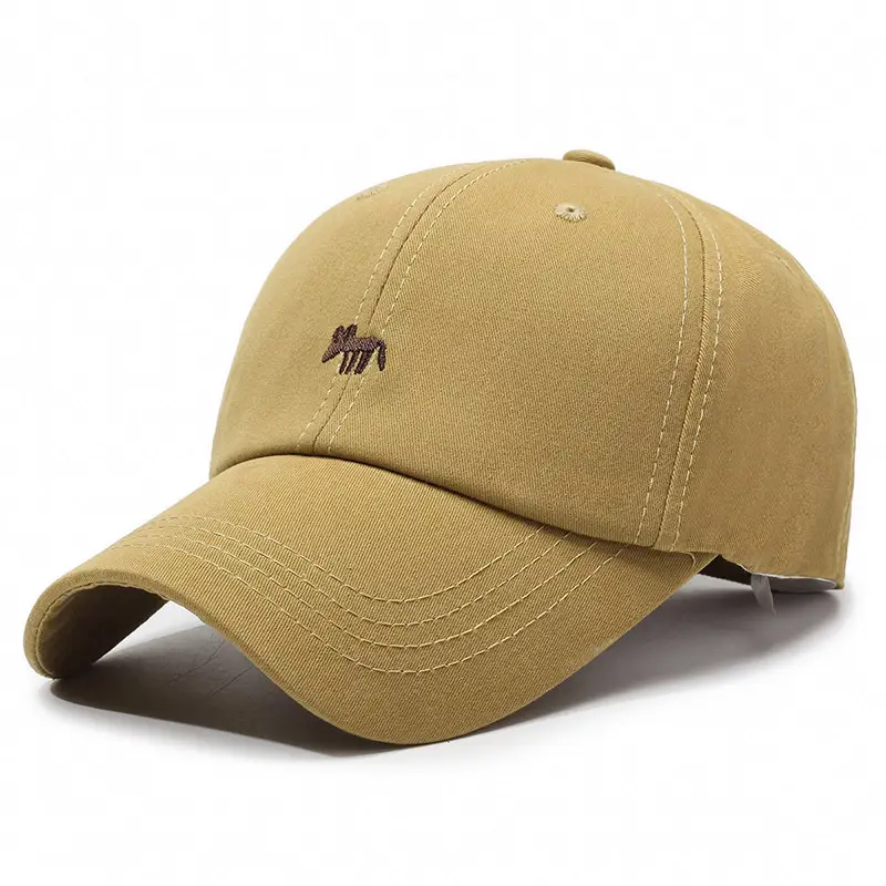 Women's Beige Duckbill Cap with Fox Embroidery - Image 5