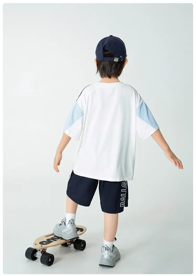 Haima Boys 2S Cotton Patchwork T-Shirt Shorts Set — feature 11