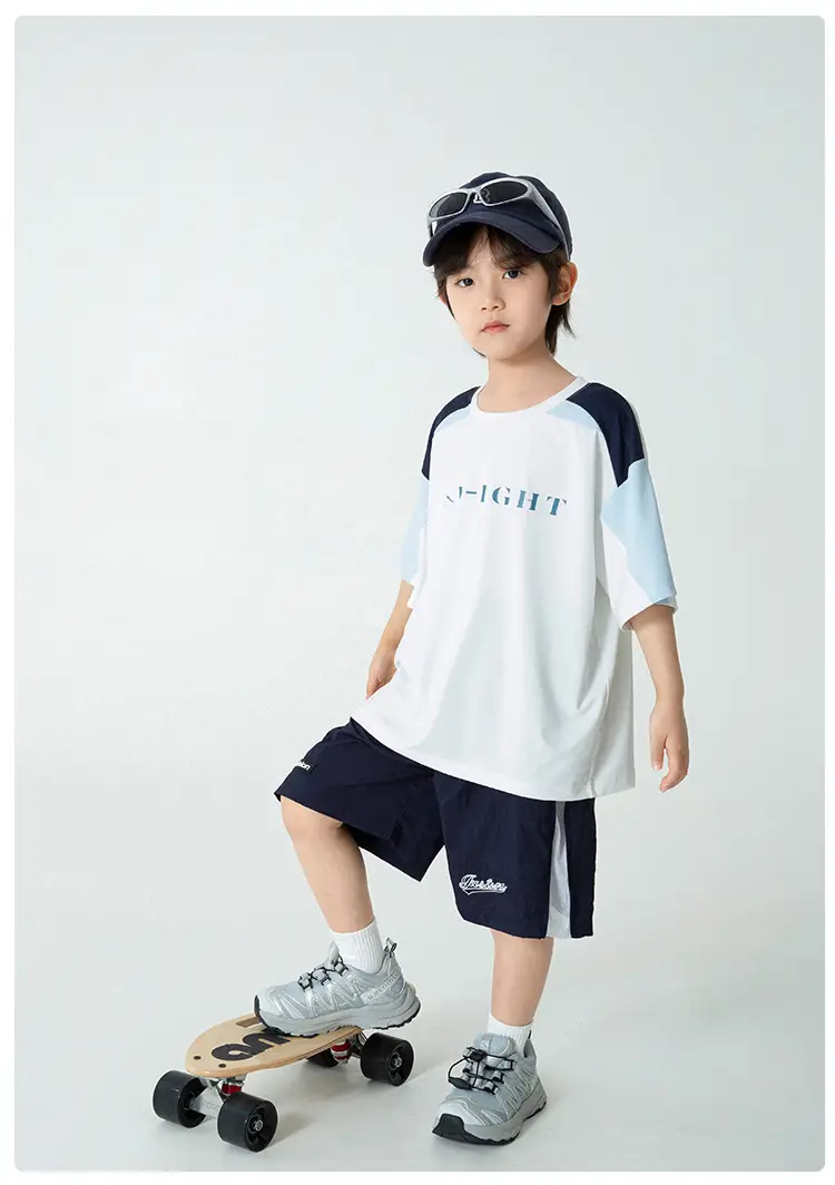 Haima Boys 2S Cotton Patchwork T-Shirt Shorts Set — feature 12