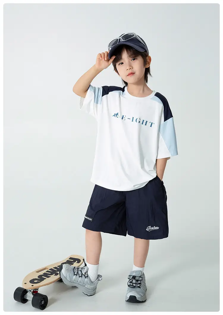 Haima Boys 2S Cotton Patchwork T-Shirt Shorts Set — feature 13