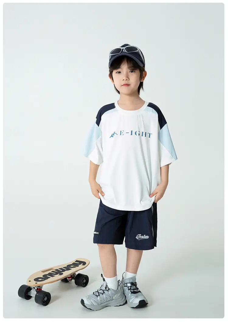 Haima Boys 2S Cotton Patchwork T-Shirt Shorts Set — feature 14