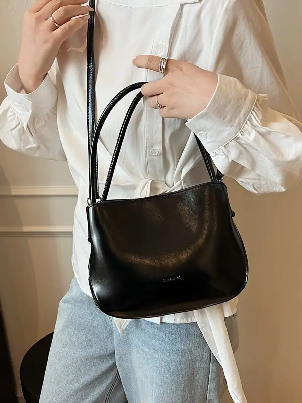 Women Crossbody Bag Beige Leather 2025 Trendy